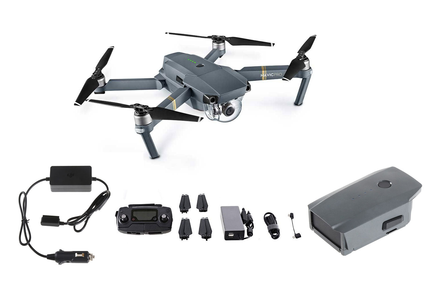 DJI Mavic Pro Drone + Extra Battery + Car Charger Bundle