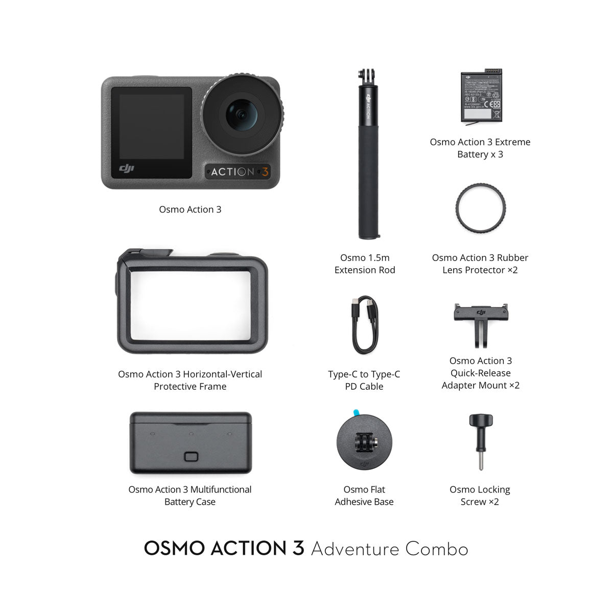 DJI Osmo Action 3 Adventure Combo Action Camera 4K Waterproof for vlogs Youtube